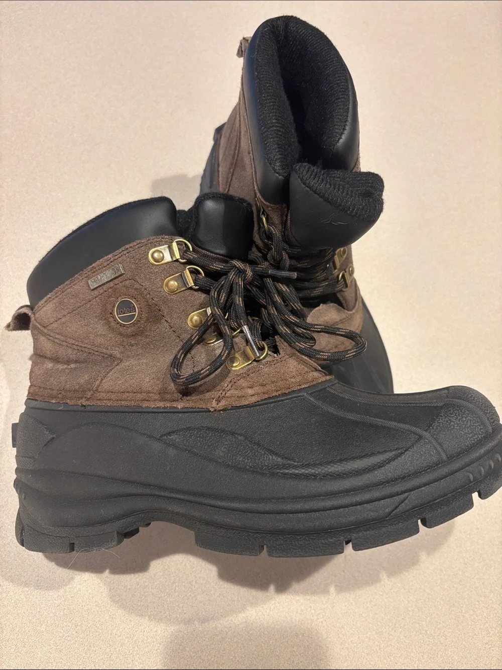 totes Brown and Black Waterproof Men's Winter Boots